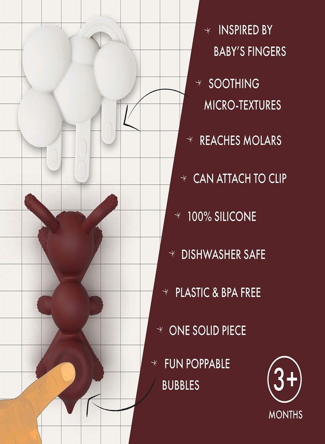 Doddle & Co. The Chew Teether with Poppable Bubbles | Toddler Teething Fidget Toy for Baby | Enhaces Oral Fit & Easy to Hold & Grab | Helps in Development for New Born Babies | Pack of 2 | Ant + Rain - Image 2